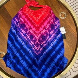 Vibrant Pink and Blue Women's Halter Top